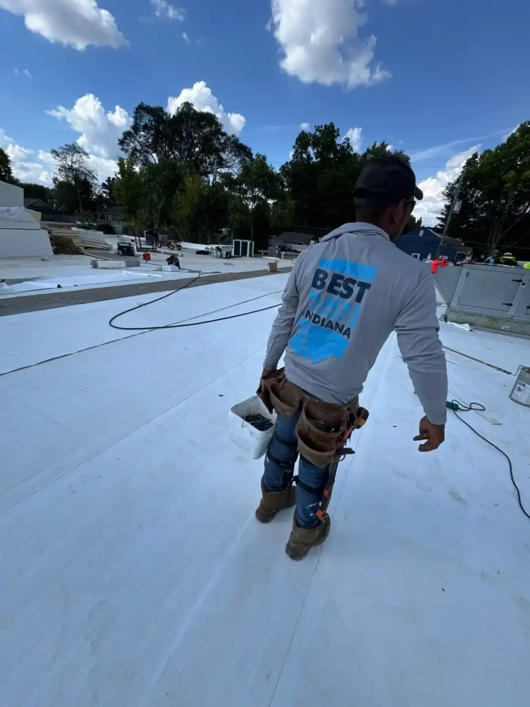 Storm damage documentation on a Gosport commercial building